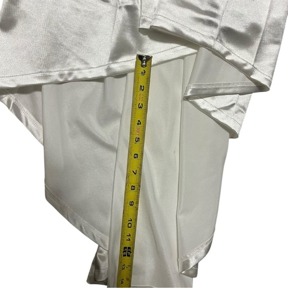 White Satin Mermaid Open Back Gown - Picture 7 of 9